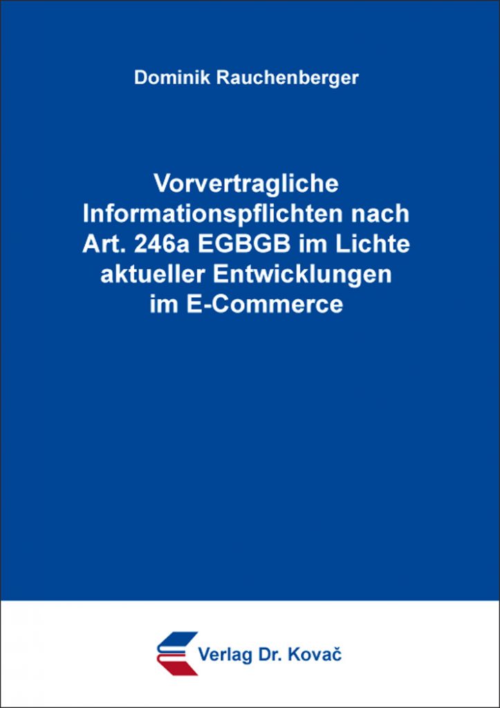 Vorvertragliche Informationspflichten Nach Art. 246a EGBGB Im Lichte ...